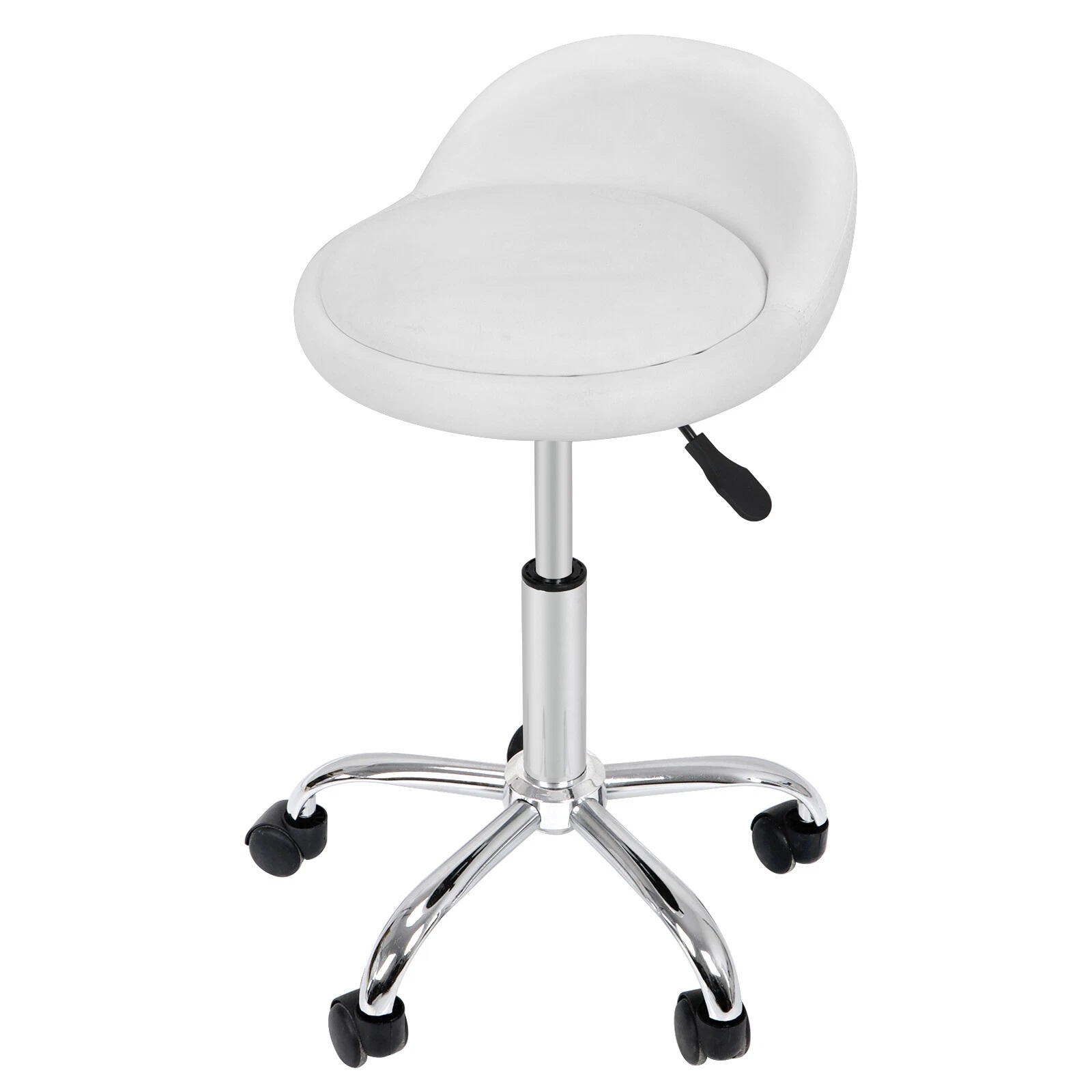 W Spa & Wellness - White Adjustable Rolling Swivel Stool w/Wheels