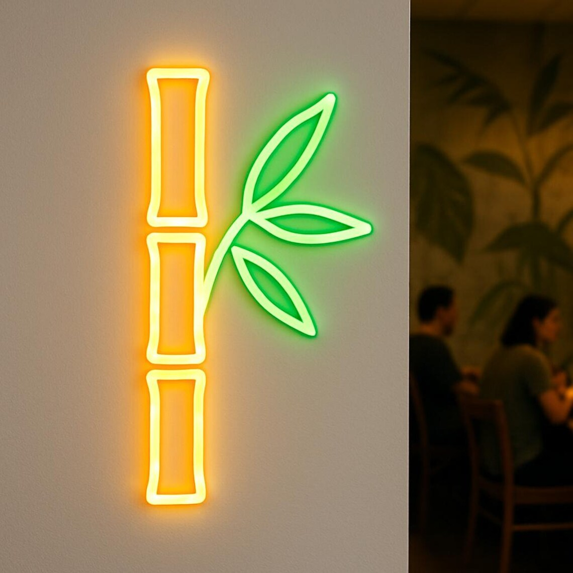Wellness Spa With Massage - Bamboo with Leaves Neon Sign Spa